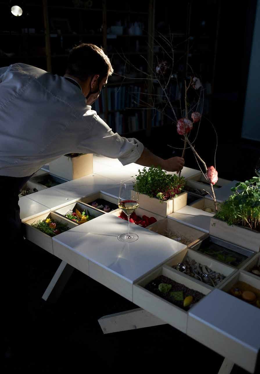 A chef opening Disfrutar’s Living Table