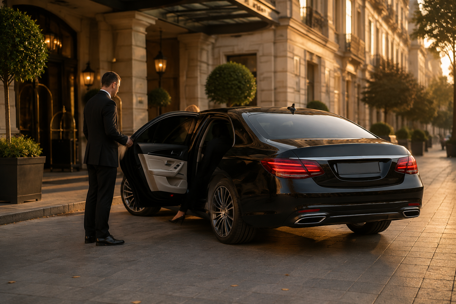 Private chauffeur car prepared for a Barcelona hotel arrival