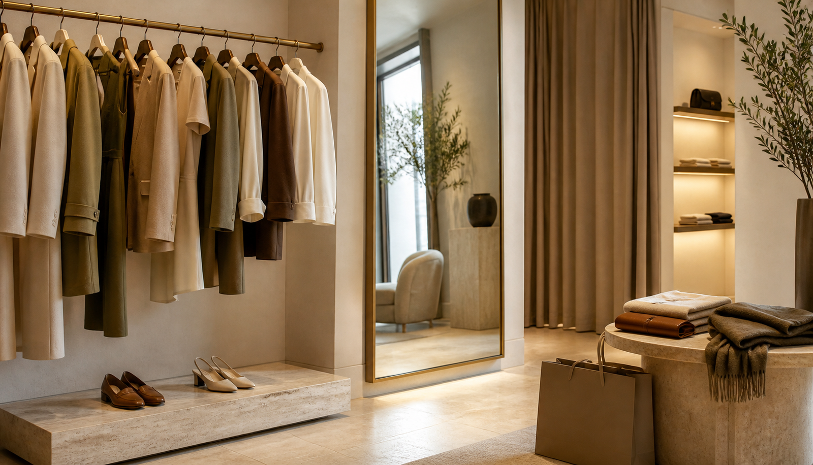Private luxury boutique appointment prepared with curated outfits and accessories